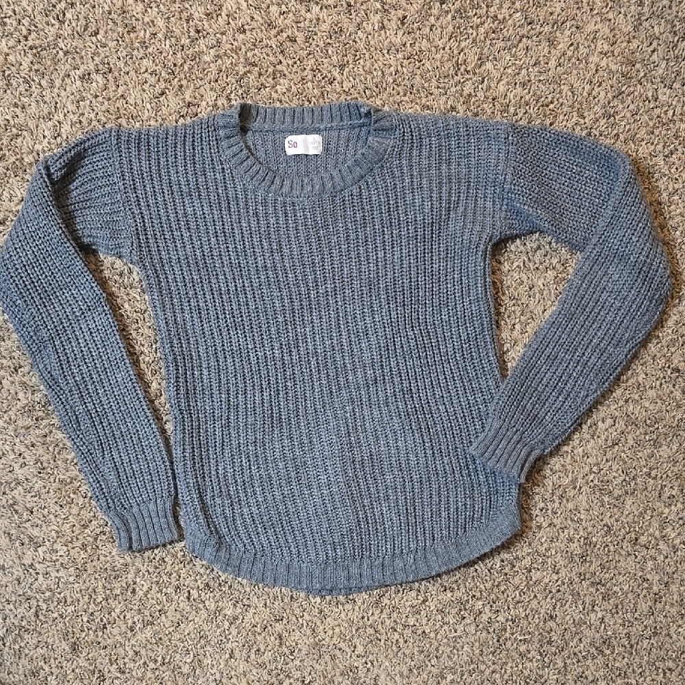 SO Girl's Gray Knit Sweater - L (10/12)